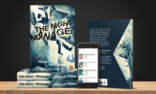 The Night Manager book covers and smart phone