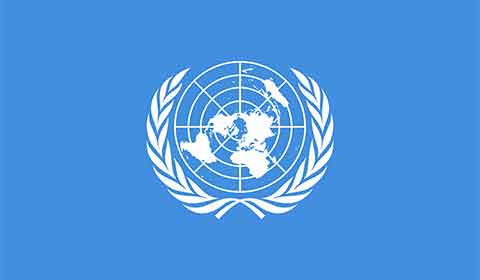 Blue and white United Nations logo