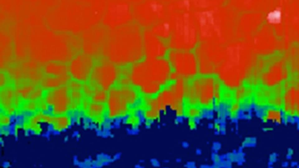 Image shows the diffusion of an element at a solar cell interface. It was captured using a scanning electron microscope with cathodoluminescence capabilities.