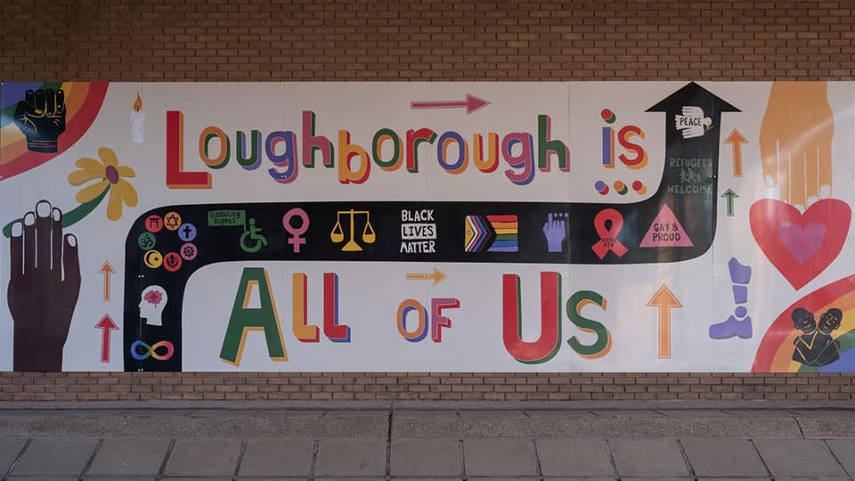 An image of a mural created by a Loughborough student to showcase the diversity of our University community.