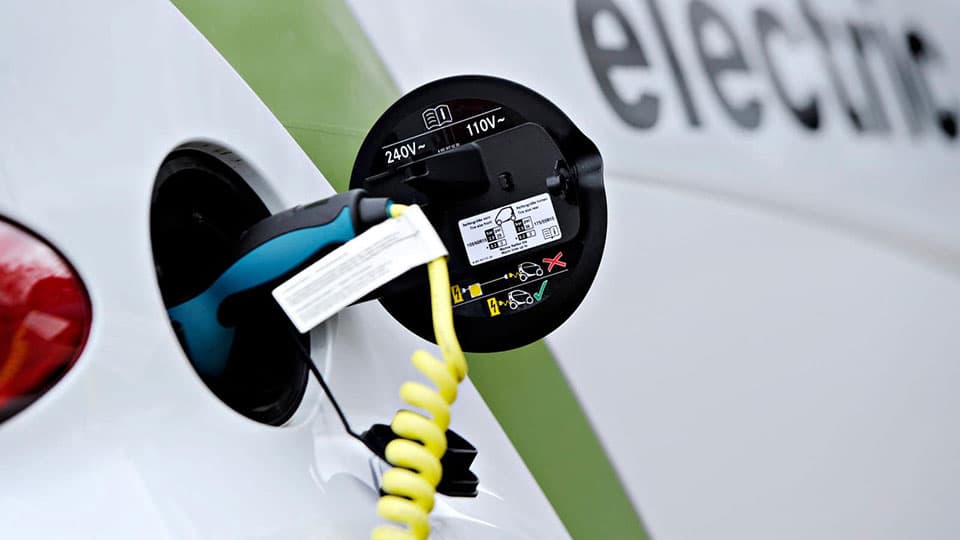 The charging point of an electric car