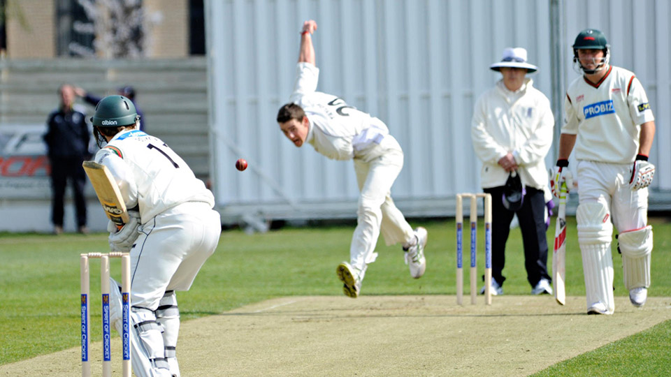 Fast bowler in action