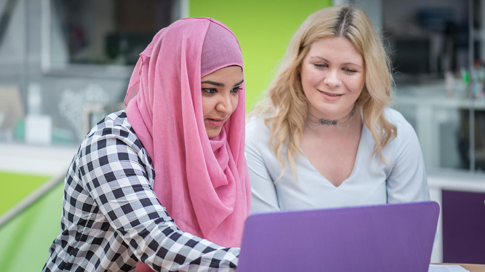 Psychology students working on a group project