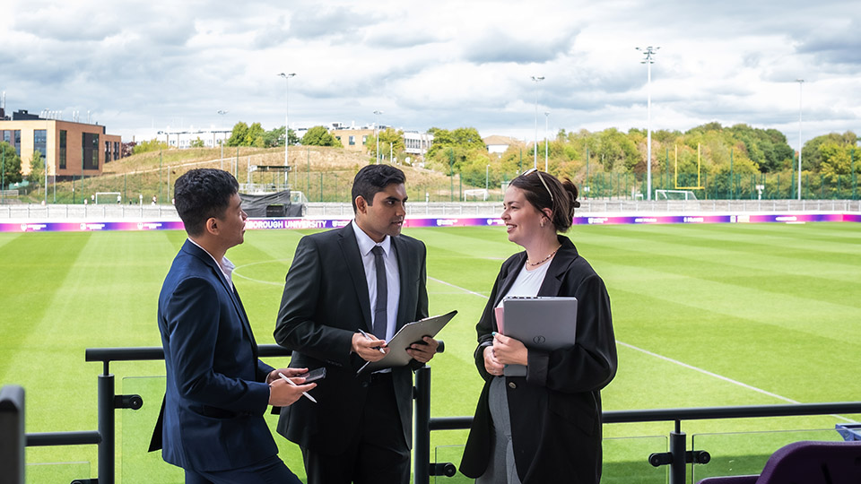 Students meeting at the Loughborough University stadium