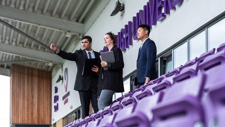 Students meeting at Loughborough University stadium