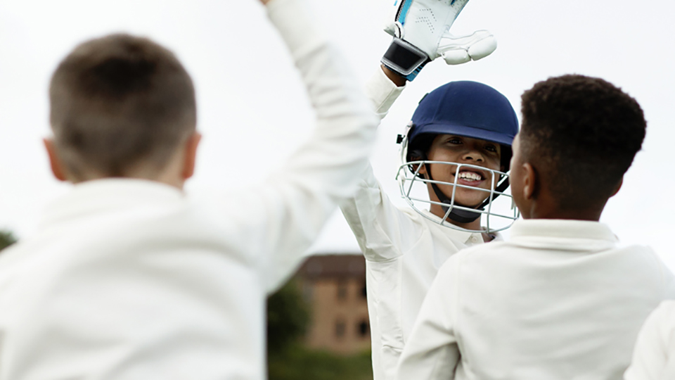 Children playing cricket