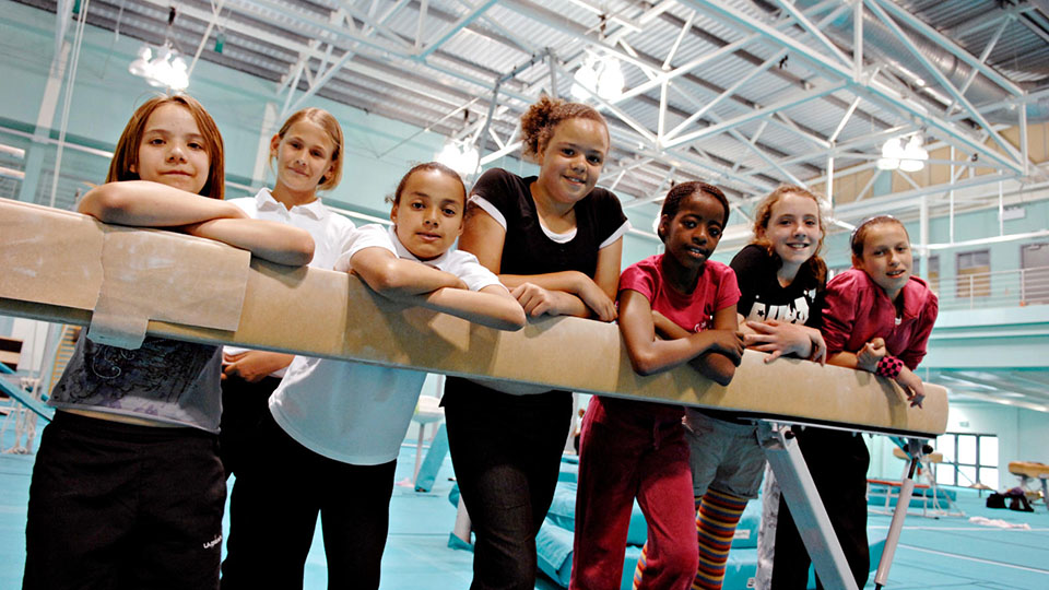 Children in a gymnastics centre