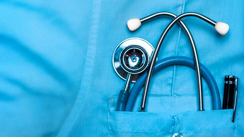 doctor's pocket with stethoscope
