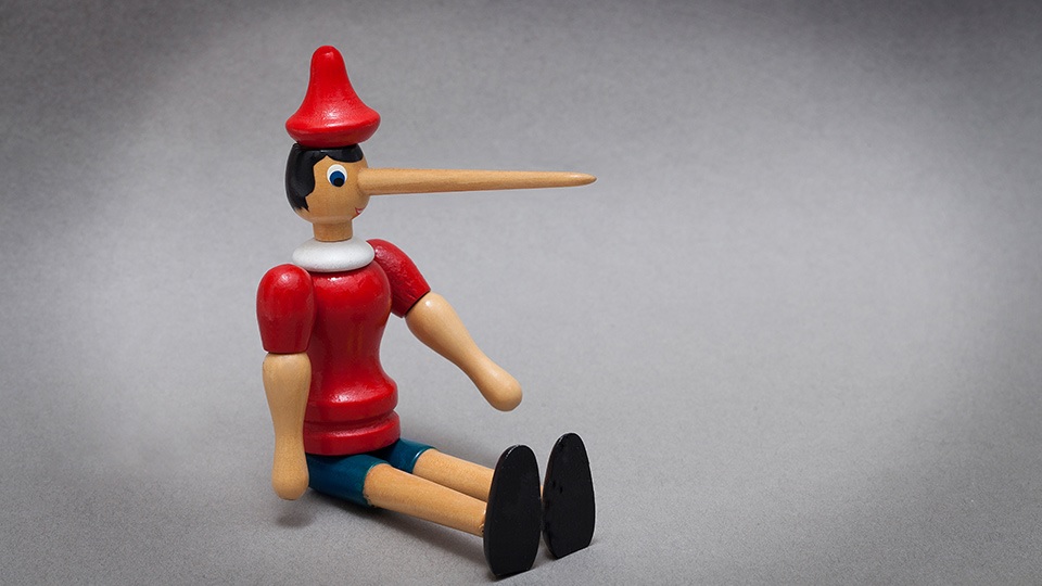 Pinocchio puppet with a long nose