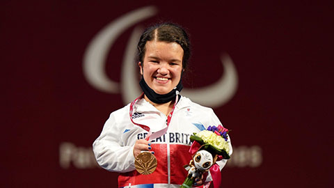 Athlete on the medal podium