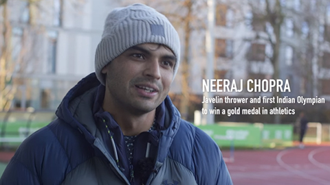 neeraj chopra on the athletic track