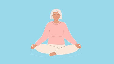 animation of woman meditating
