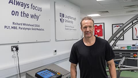 Richard Whitehead visiting the Centre for Para and Disability Sport Innovation