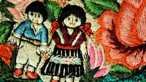 Textile picture of Guatemalan children