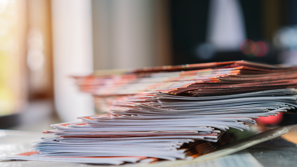 stack of printed publications