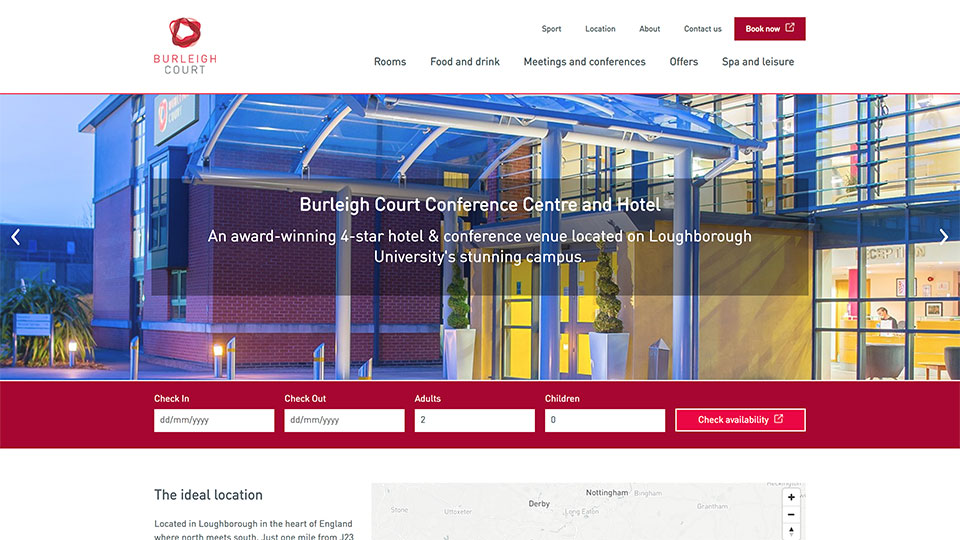 A screenshot of the Burleigh Court website
