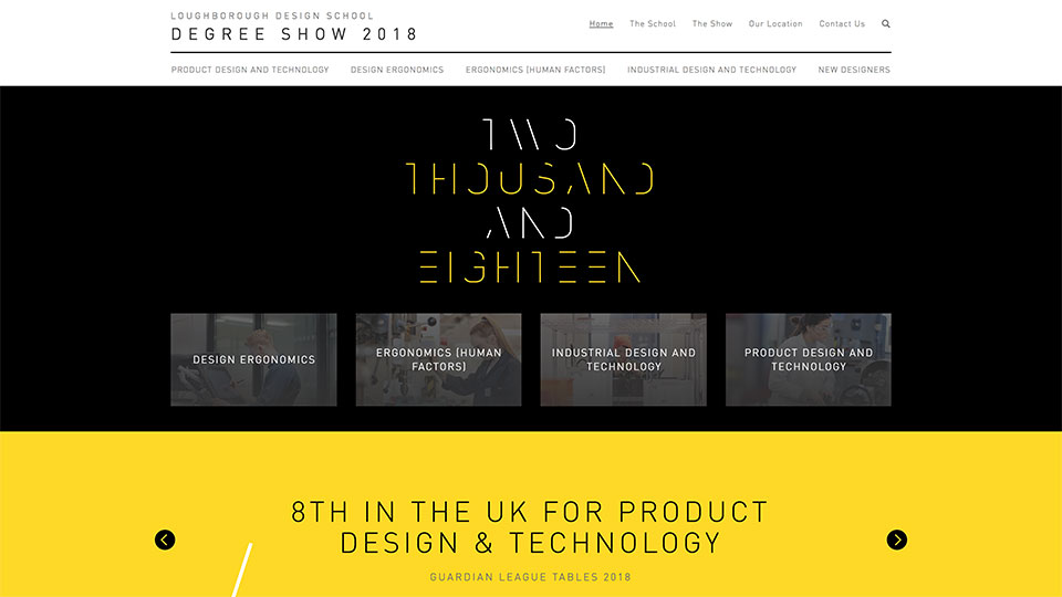 Screenshot of the Design School Degree Show website