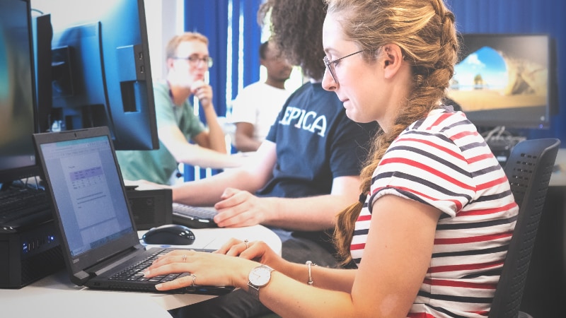 Students in a computer lab