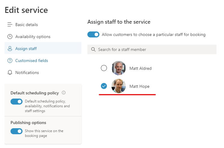 Image showing how to assign a member of staff