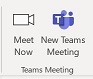 Image shows the button that can be used to set up a teams meeting