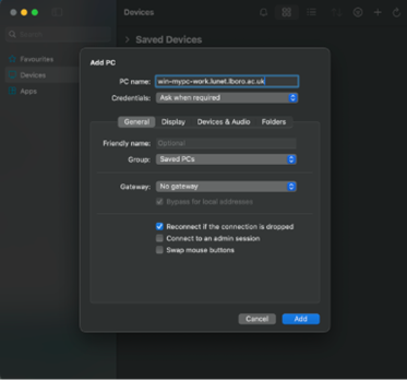 Add a PC and connect