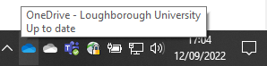 OneDrive icon showing it has synced from the taskbar