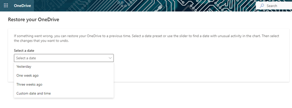 OneDrive date selection Windows