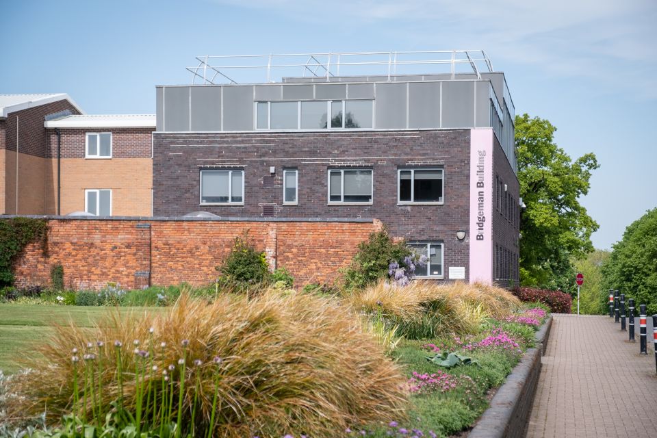 Bridgeman building, taken from the path in front of the walled garden