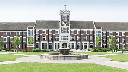 Hazelrigg building with the fountain in front
