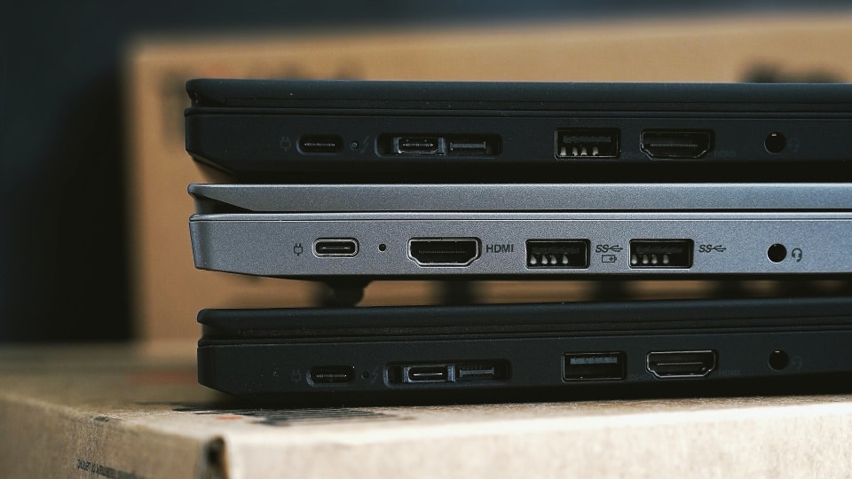 Stack of laptops