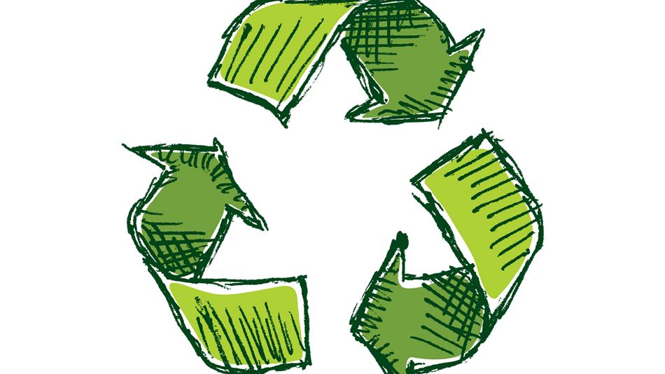 recycle logo with 3 green arrows