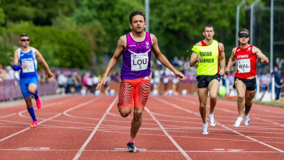 Sprinters on a running track
