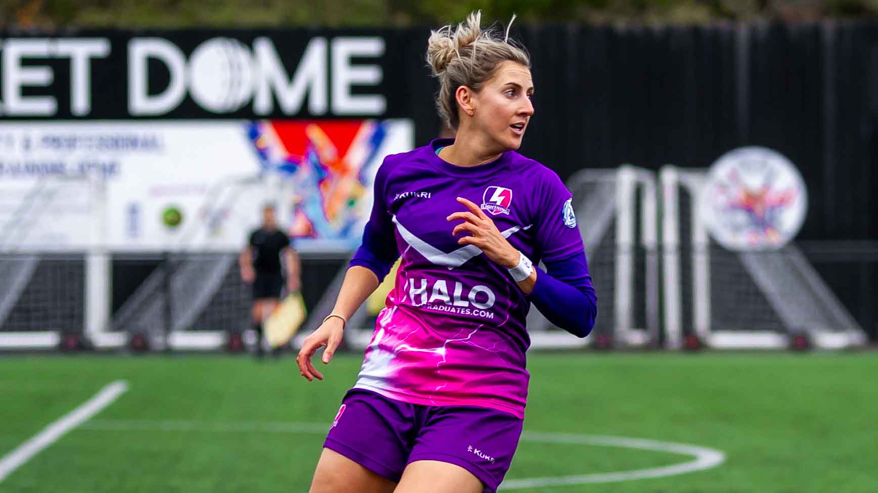 Georgia Hewitt on pitch in a Lightning