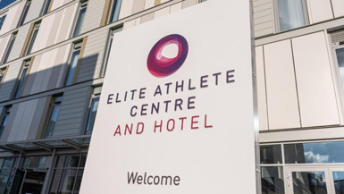 Elite Athlete Centre and Hotel sign