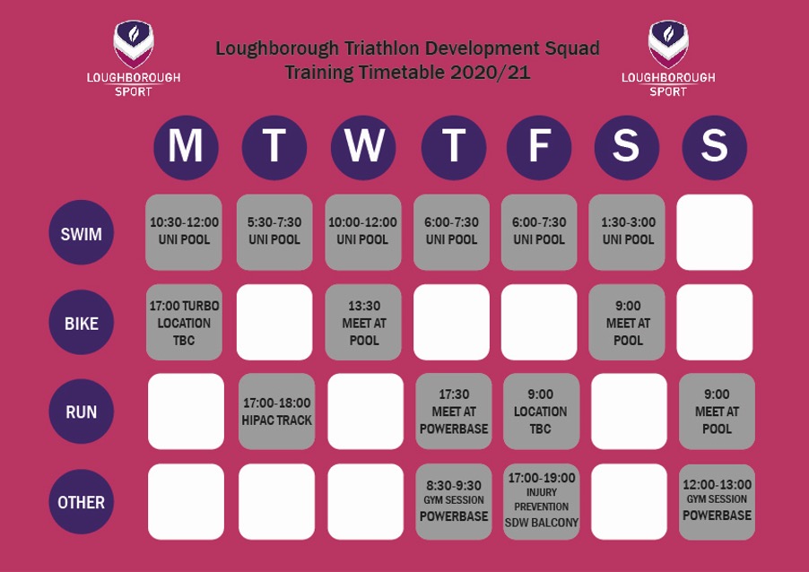 Development squad timetable