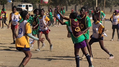 young children in zambia playing netball