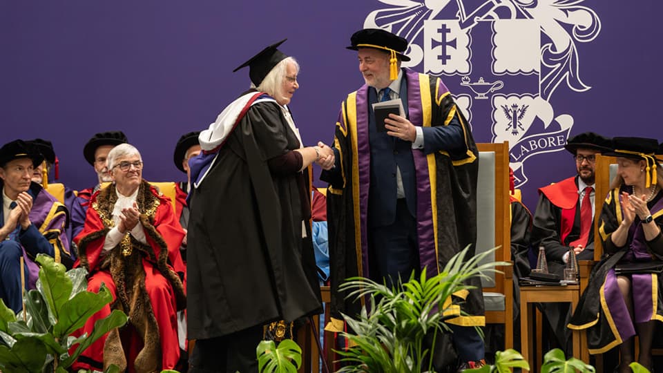 University Medallist - Jane Snape receiving her award from the VC in the summer of 2025.