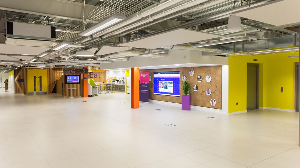 cafe in London with one person in the distance on the left hand side