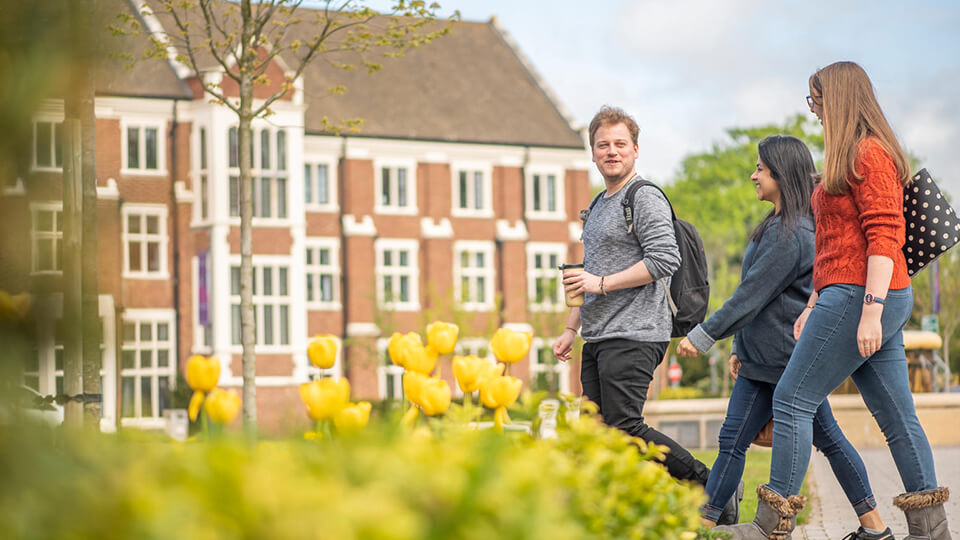 students walking on campus