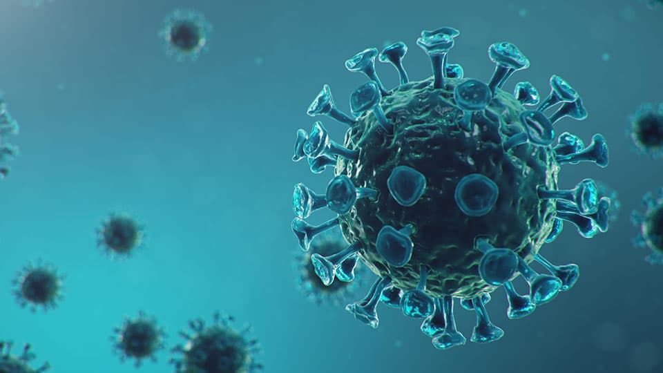 3D illustration of a virus.