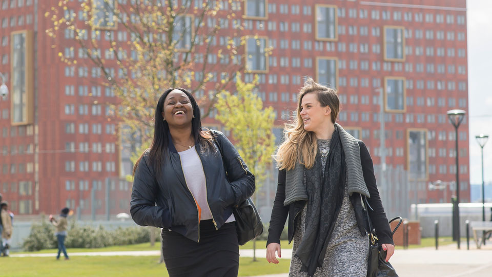 Two students on London campus