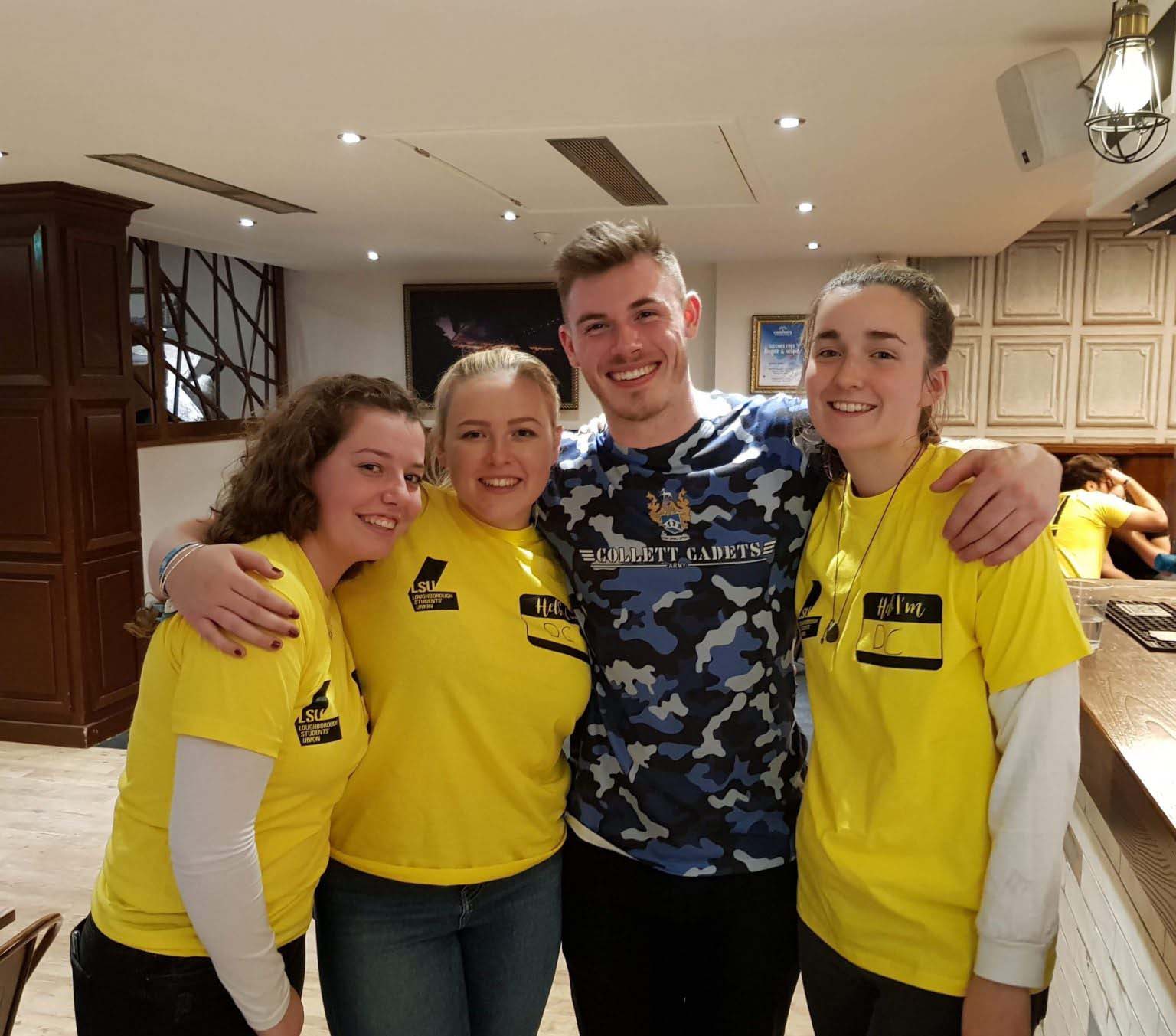 Becki and her friends as fresher helpers at Loughborough University's freshers week. 