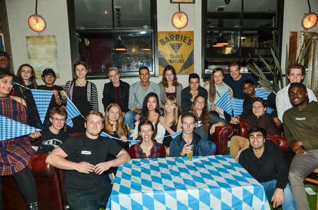 Members of the German Language Society at a social in a bar.