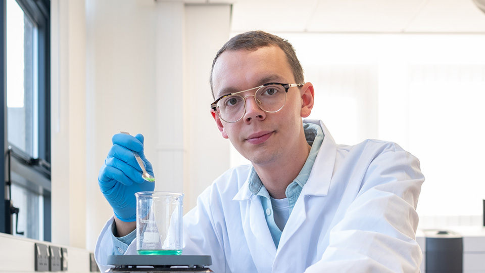 Will Chartier working in a lab