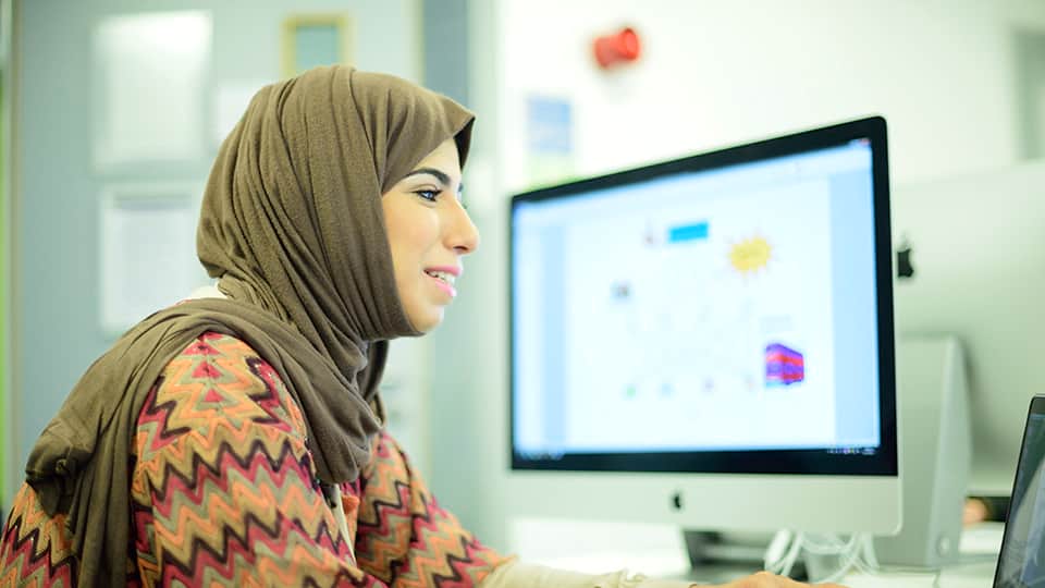 student using a computer