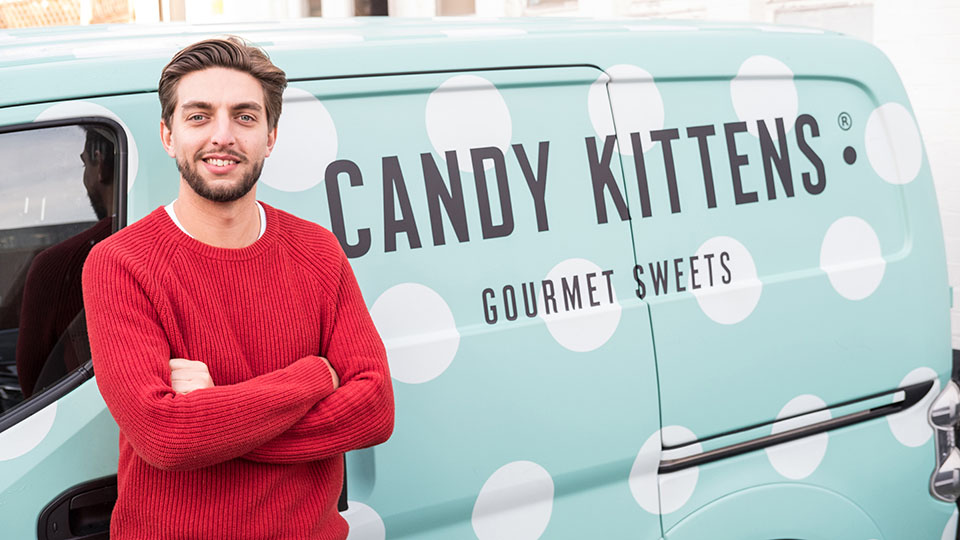 Ed Williams and his candy kittens van