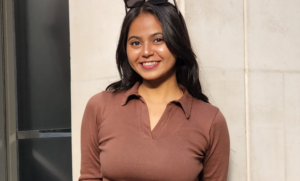 Female student standing outside