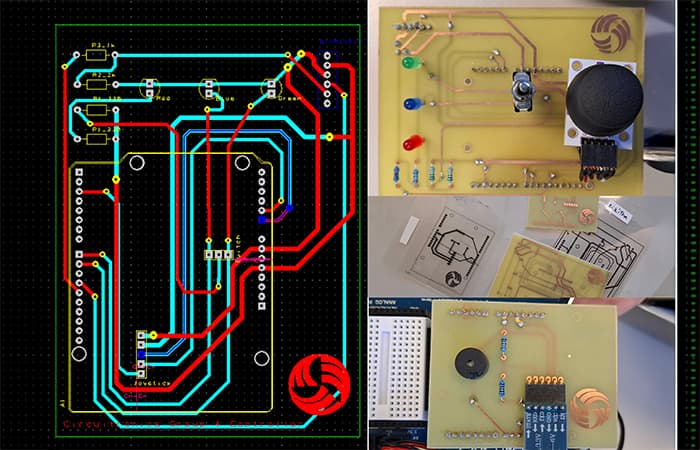 Nikitha's course project showing a controller circuit board with electronic components and wiring.