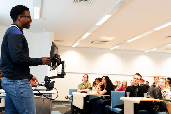Francis presenting at conference – describing the importance of the student-staff partnership