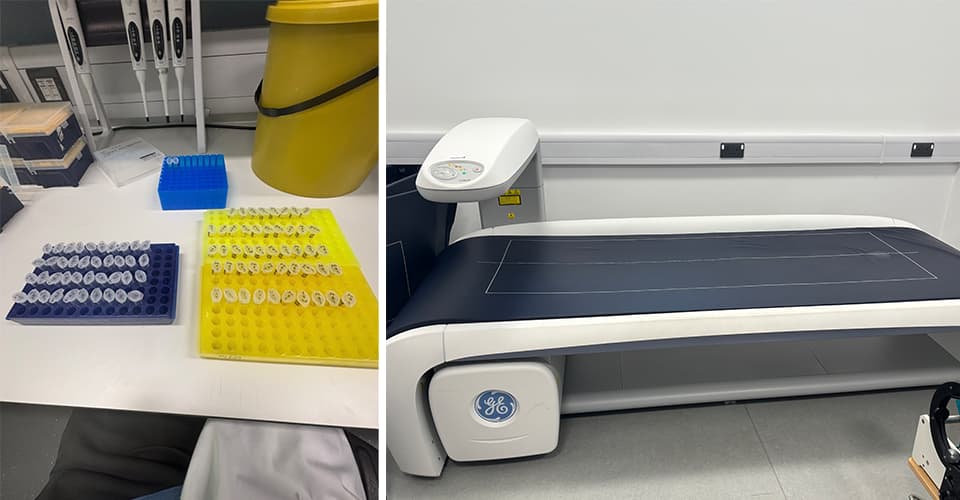 Two images showing university laboratory equipment